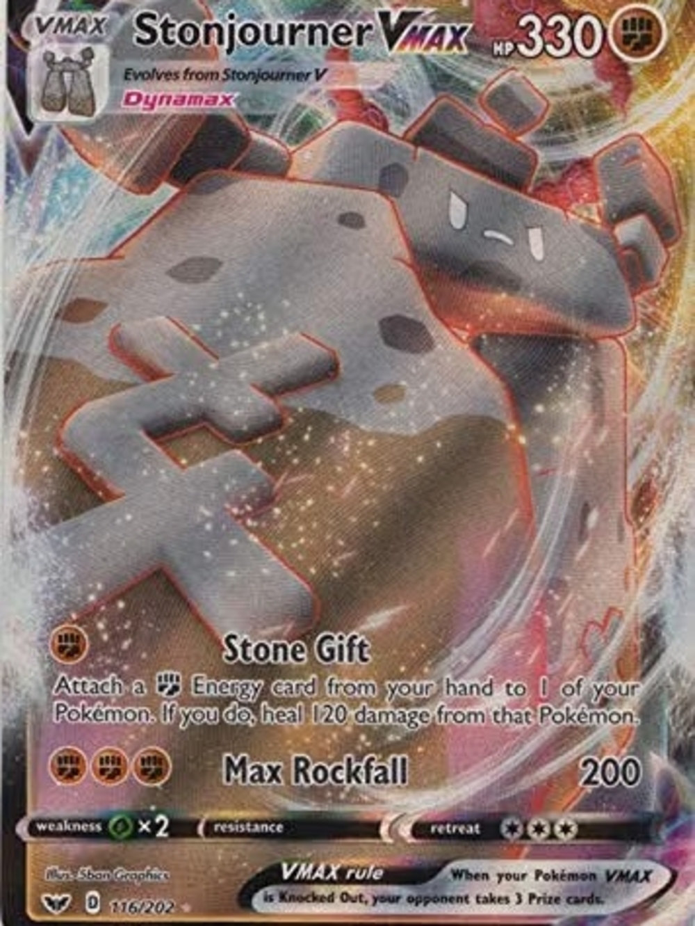 Pokemon Stonjourner VMAX Trading Card - Ultra Rare